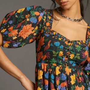 Farm Rio short Sleeve sweetheart floral mini dress size large NWT